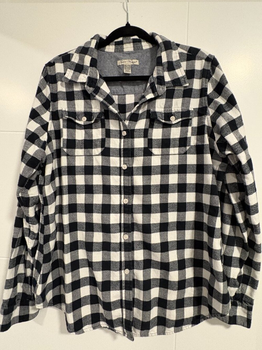 Tailor Vintage Black and White Plaid Button-Down Shirt